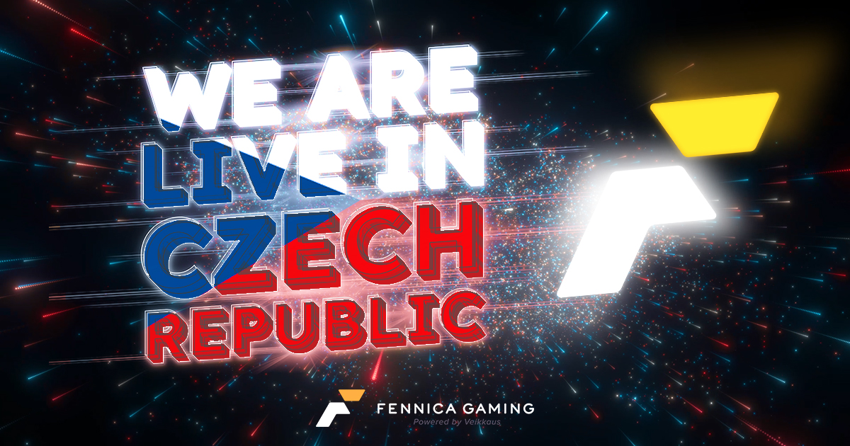 We are live in Czech Republic text with Fennica Gaming logo